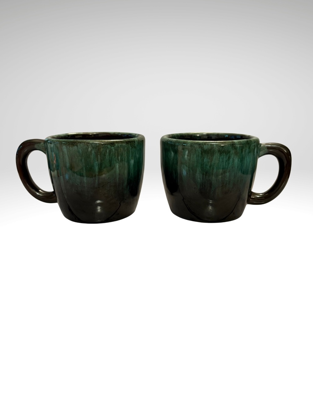 Blue Mountain Mug Set w/ Handle Drip Glaze Redware Mid Century (SKU: 212MI)